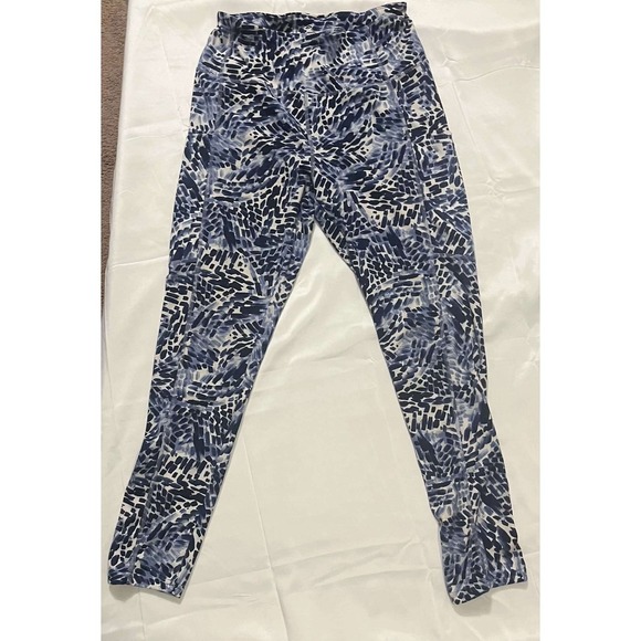 Pants - Zoe + Phoebe Women's Medium Blue White Abstract Print Active Leggings Yoga Gym